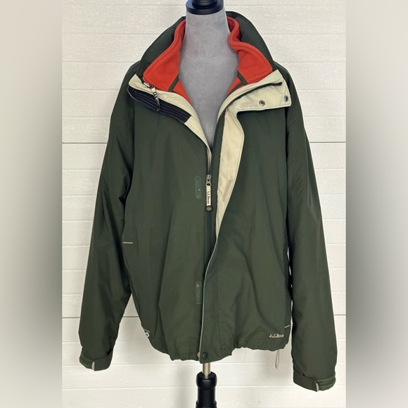 L L Bean Olive Green detachable fleece lined Men’s jacket 0BCY9 Sz 2XL - Picture 5 of 14